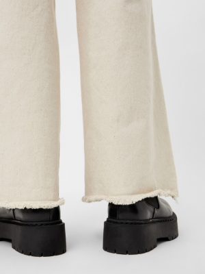 OBJSAVANNAH TWILL HW WIDE LEG  SANDSHELL