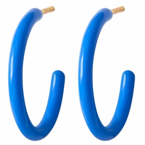 Color Hoops Medium Pair enamel blue