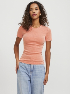 JXFRANKIE WASH SS STRIPE TEE PEACH ECHO