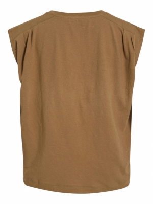 ROUHOLLY SS V-NECK TEE BONE BROWN