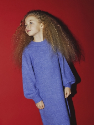 NKFOMARIAN LS KNIT DRESS BLUE ICE