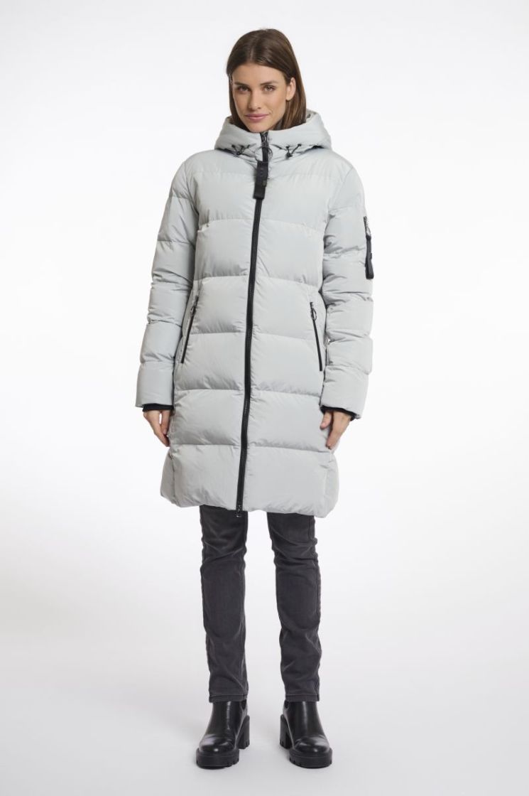 LONG PADDED HOODED COAT MANOR GREY