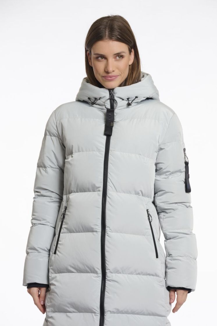 LONG PADDED HOODED COAT MANOR GREY