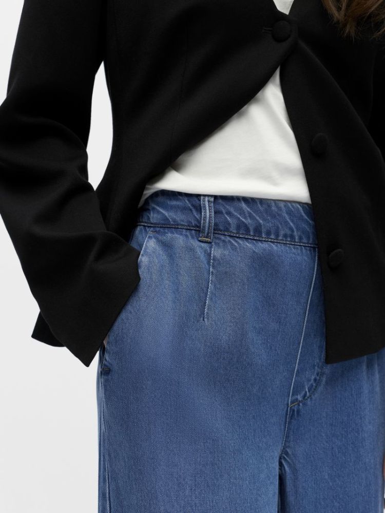 OBJFRAME LISA WIDE MW PANT NOO Medium Blue Den