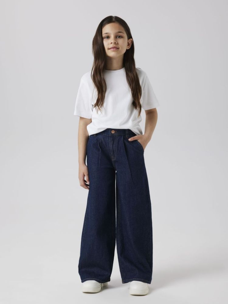 NKFBELLA HW W PLEAT NOOS DARK BLUE DENIM