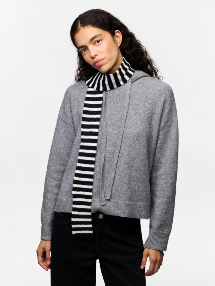 PCJAYA LONG NARROW SWARF BLACK BRIGHT WH
