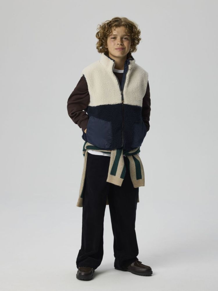 NKMMACEY TEDDY VEST BLOCK DARK SAPPHIRE