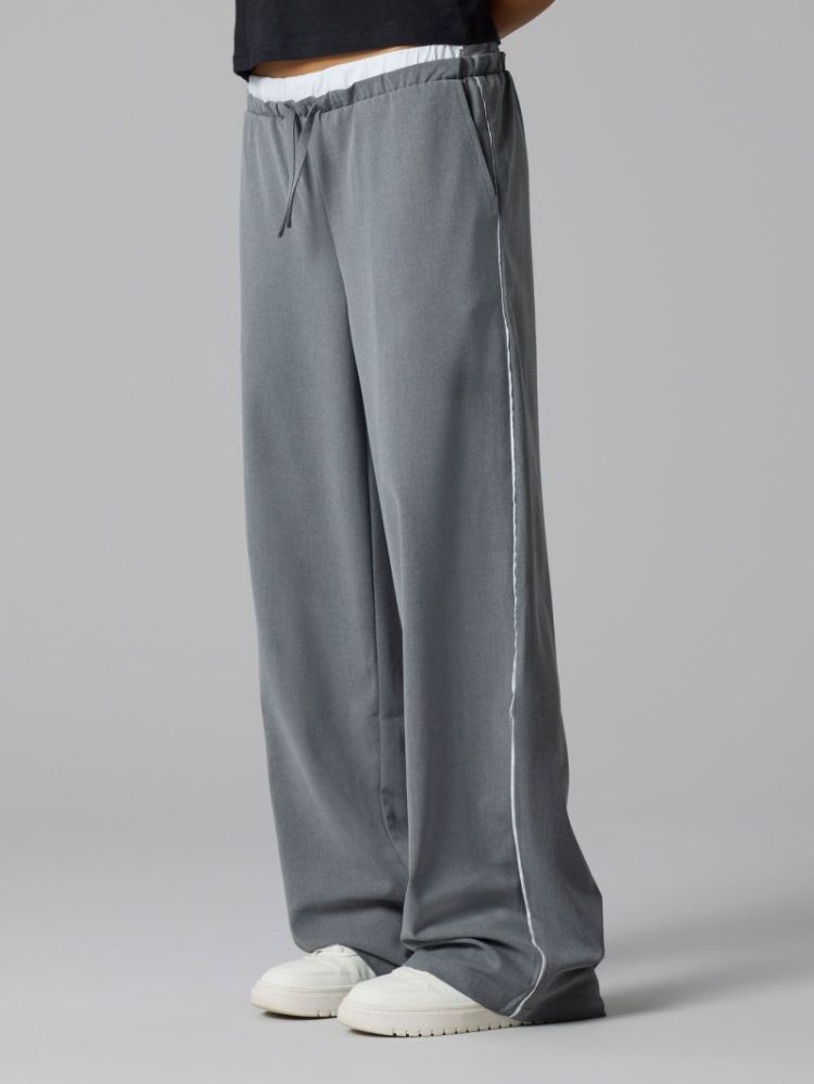 NLFLUIS PIPE LW WIDE PANT GREY MELANGE