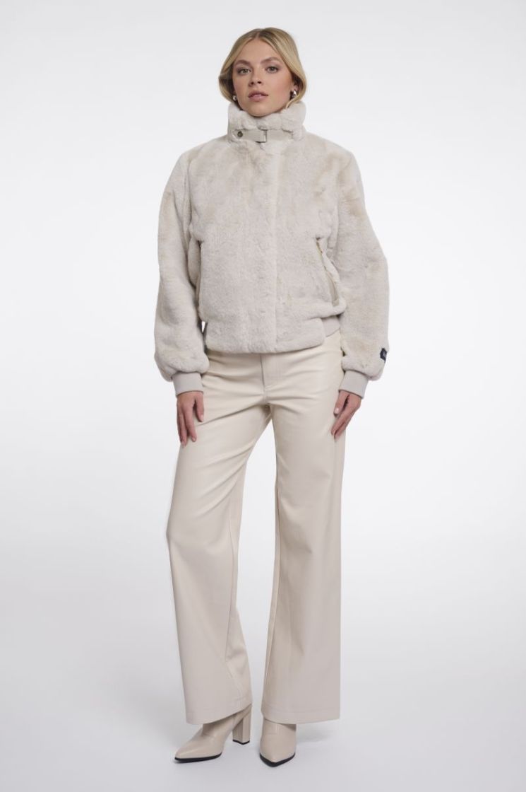 SHORT FAUX FUR COAT BIRCH