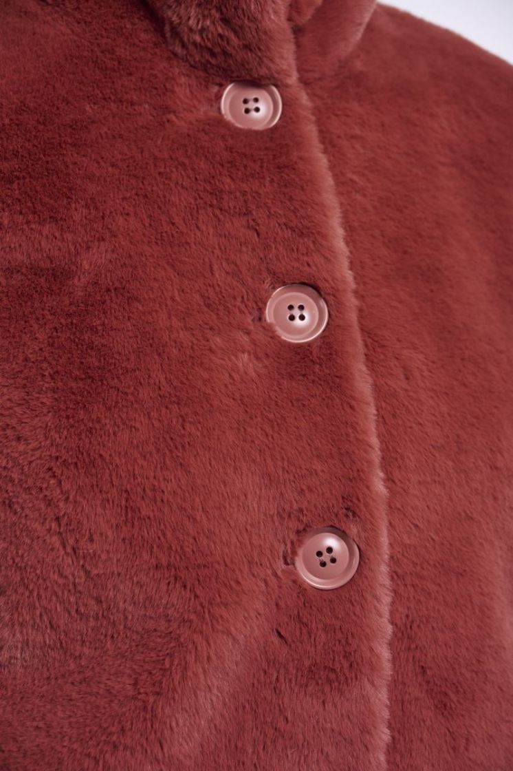 SINGLE BREASTED FAUX FUR JACKE ANTIQUE ROUGE