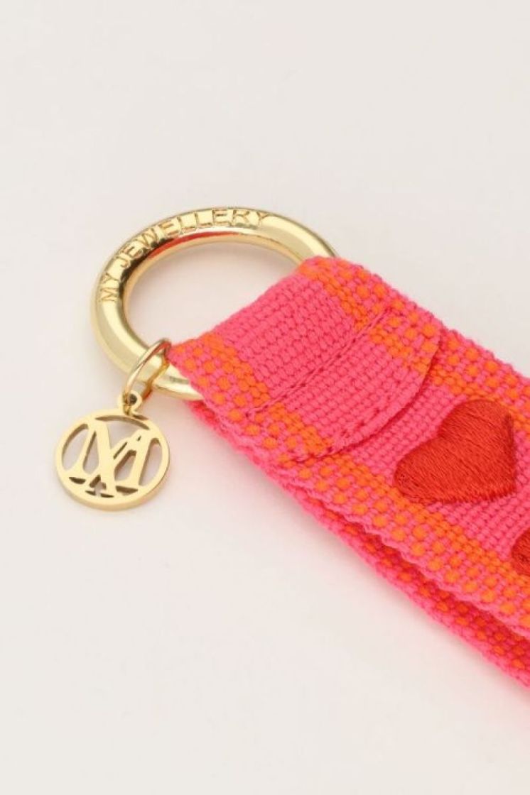 ROZE SLEUTELHANGER MET HARTJES ROZE