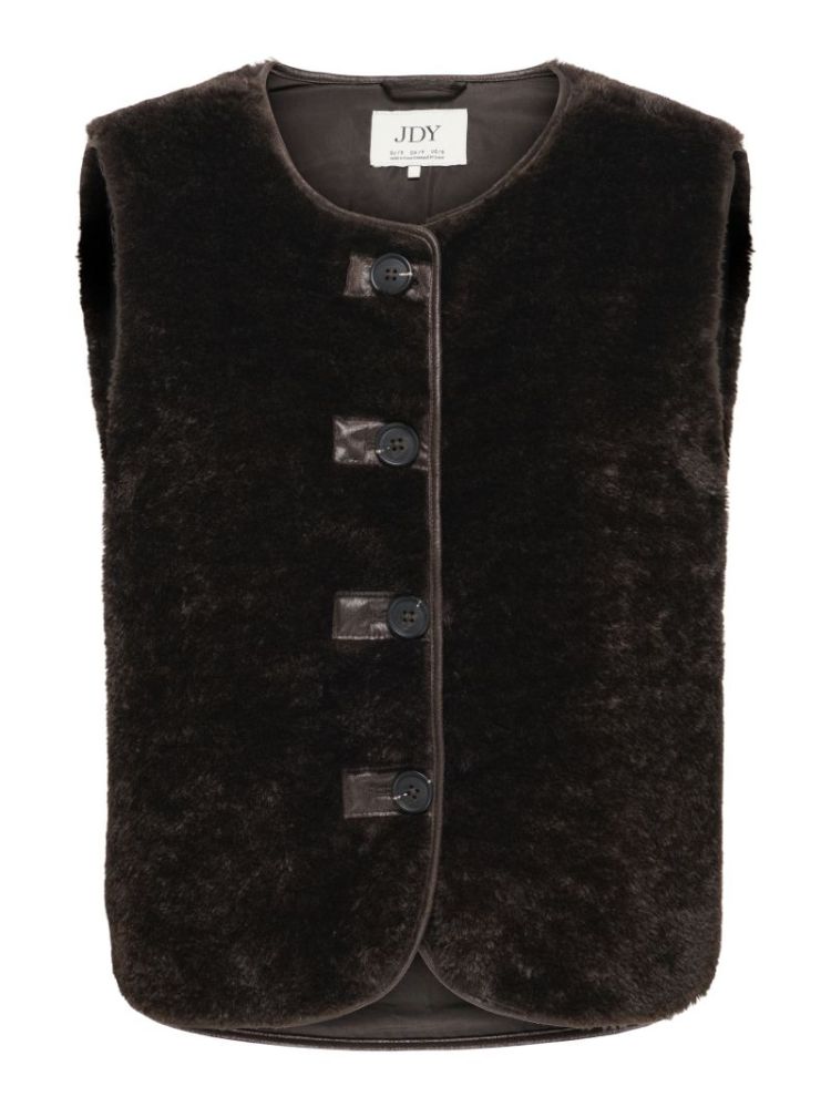JDYASTA FAUX FUR WAISTCOAT BROWN  