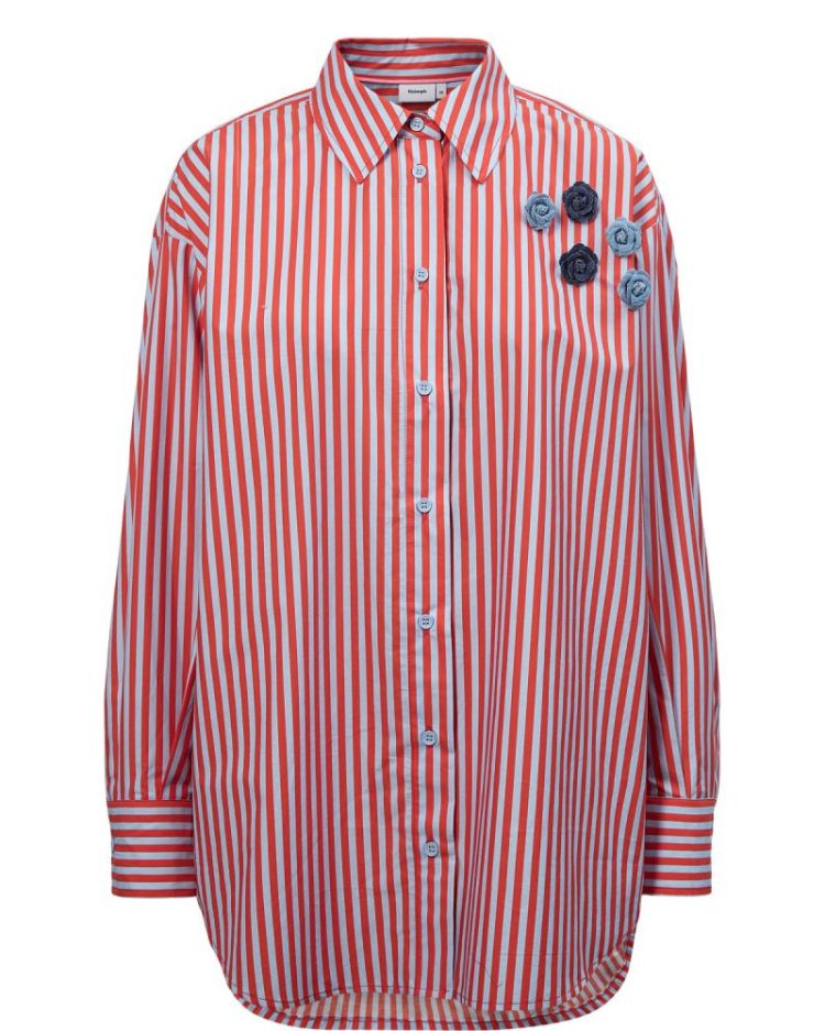 NUASSA OVERSIZE ROSE SHIRT FIERY RED