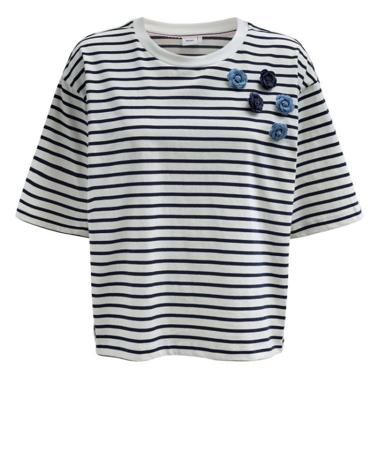 NUANNA OVERSIZE ROSE T-SHIRT CLOUD DANCER  