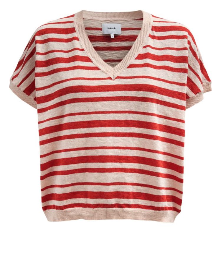 NUKIKI STRIPE PULLOVER FIERY RED