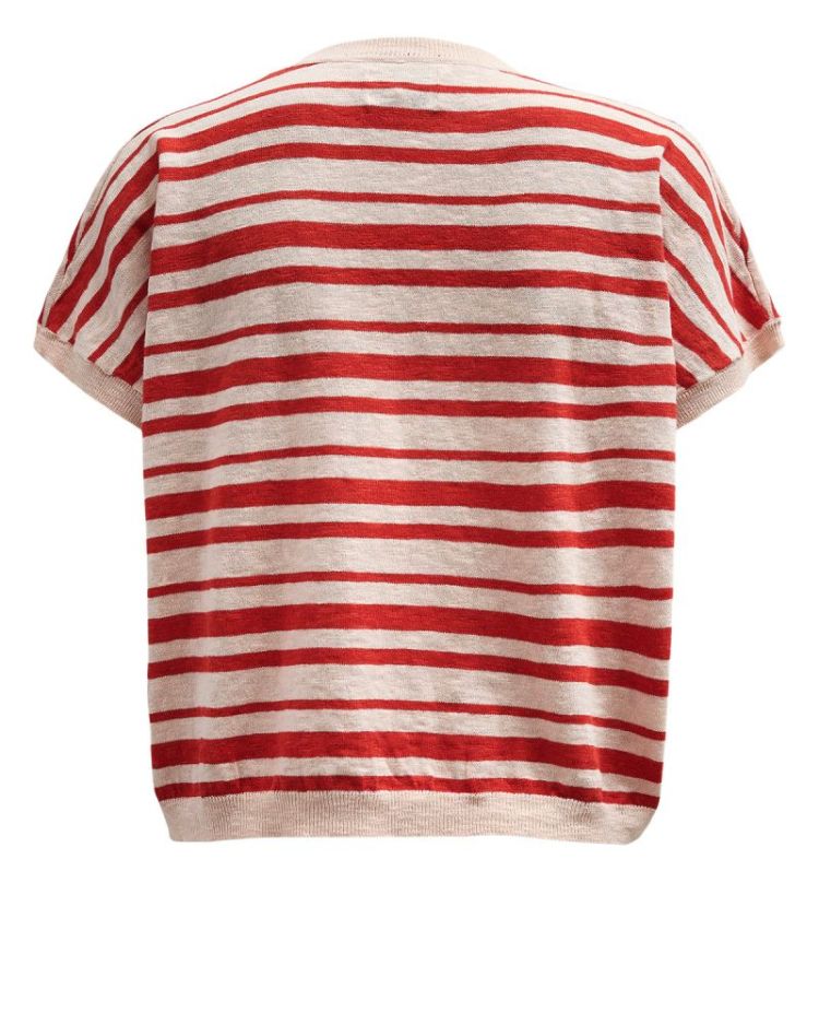 NUKIKI STRIPE PULLOVER FIERY RED