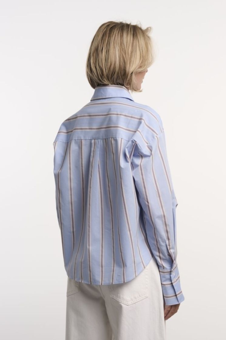 BLOUSE WITH TWIST BOTTOM BLUE STRIPED