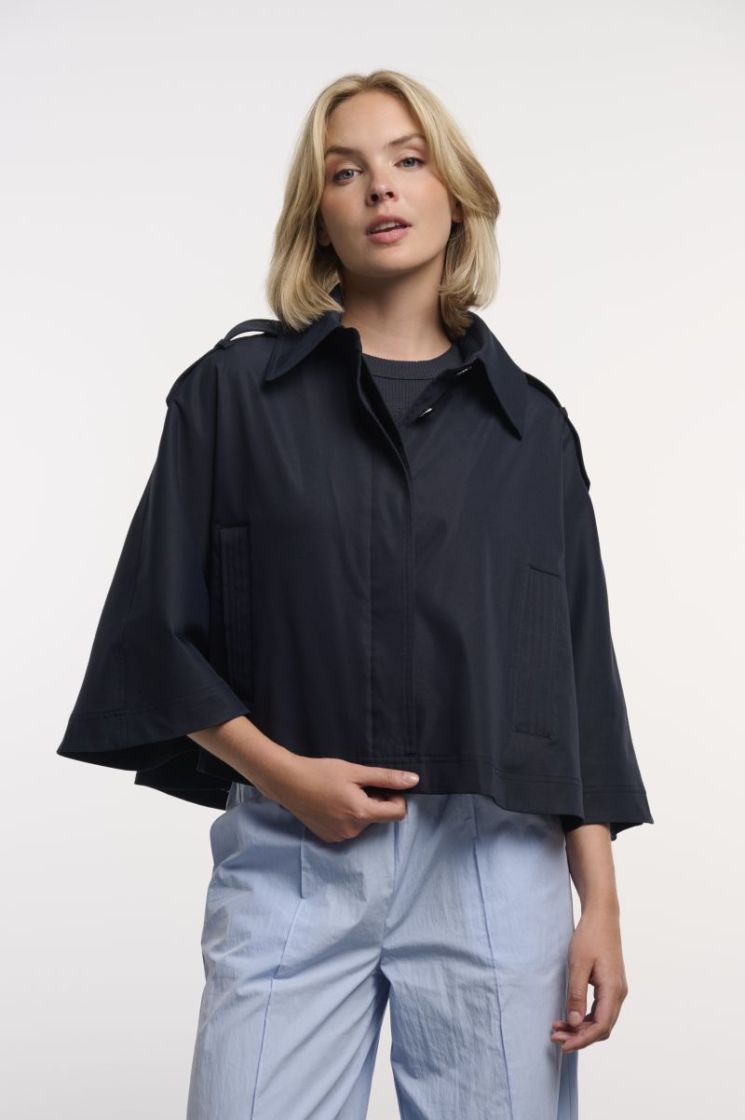 CAPE WITH COLLAR DARK NAVY