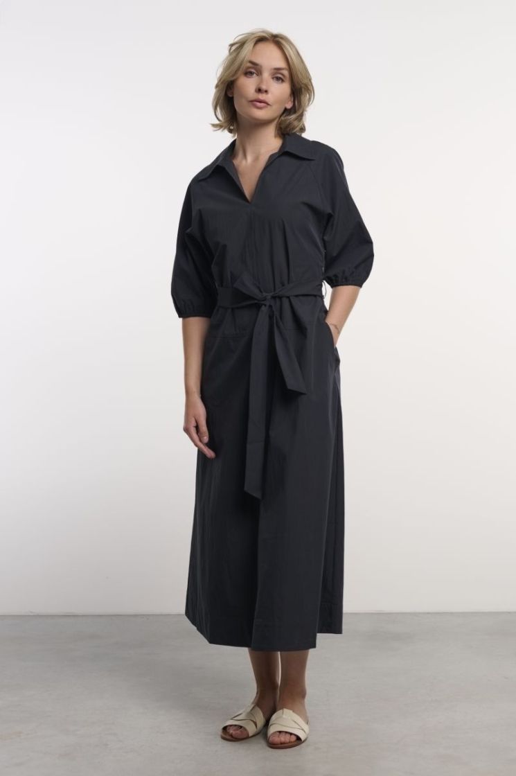MAXI DRESS WITH SHORT PUFF SLE DARK NAVY