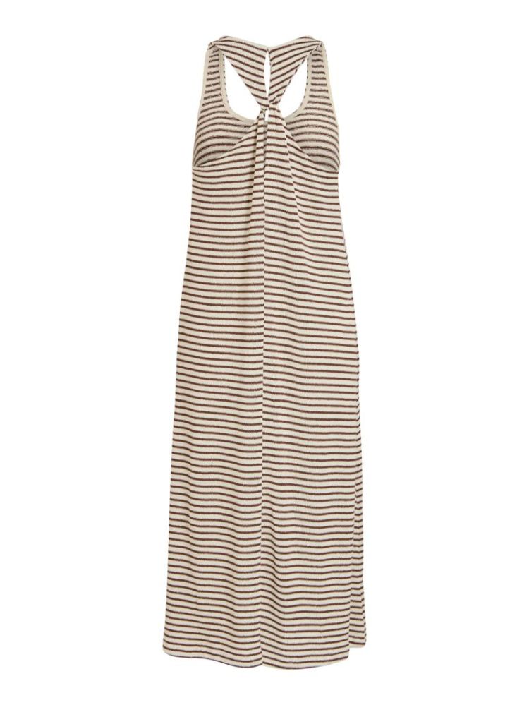 VIKIMIRA U-NECK SL STRIPE MIDI BIRCH STRIPES:T