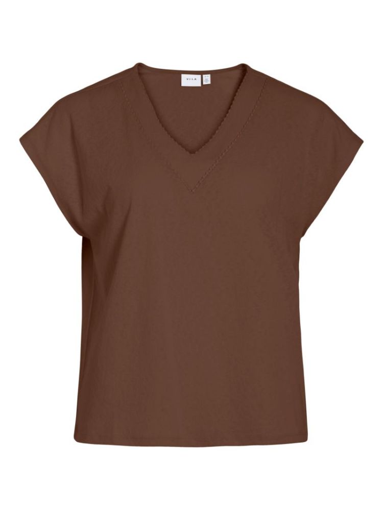 VIMONIRA V-NECK SS TOP TIRAMISU:BIRCH