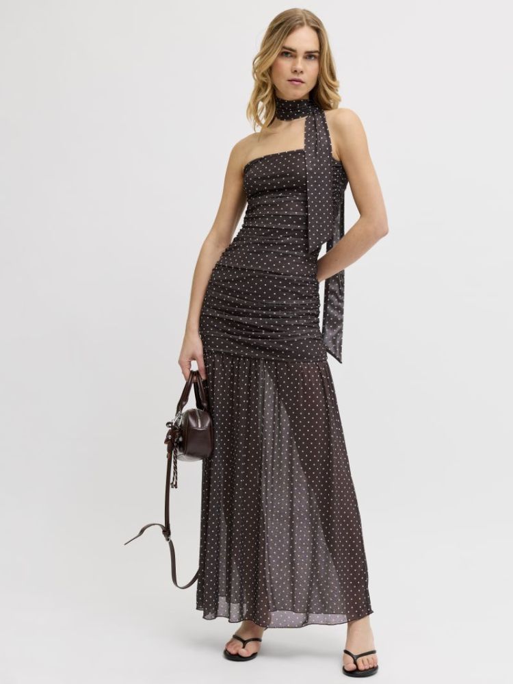 JXELVIRA MESH SL SCARF DRESS SEAL BROWN
