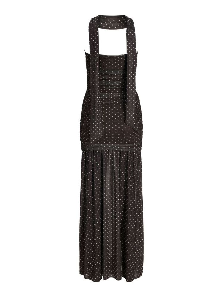 JXELVIRA MESH SL SCARF DRESS SEAL BROWN