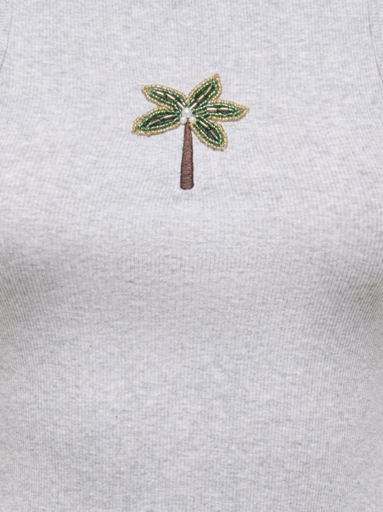 JDYTULLE LIFE PEARL EMB TANK T LIGHT GREY MELA